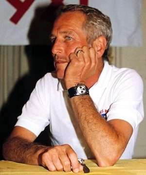 Paul Newman wearing his Rolex Daytona watch on his wrist