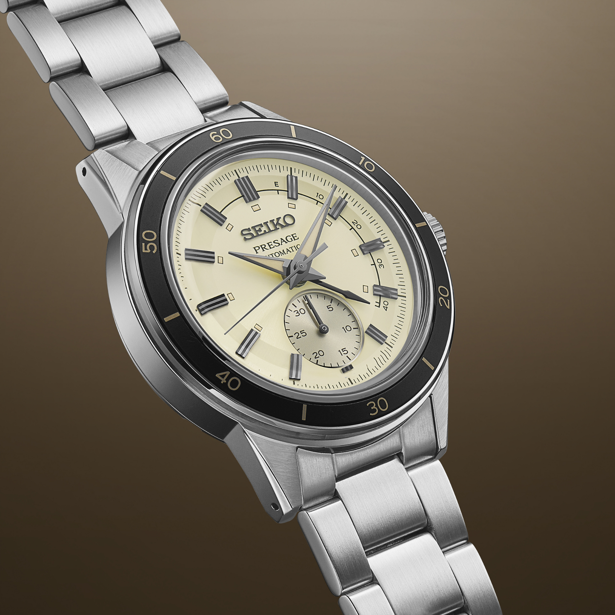 Seiko Presage Style 60s Automatic Ivory Dial Stainless Steel Bracelet Men's Watch SSA447J1