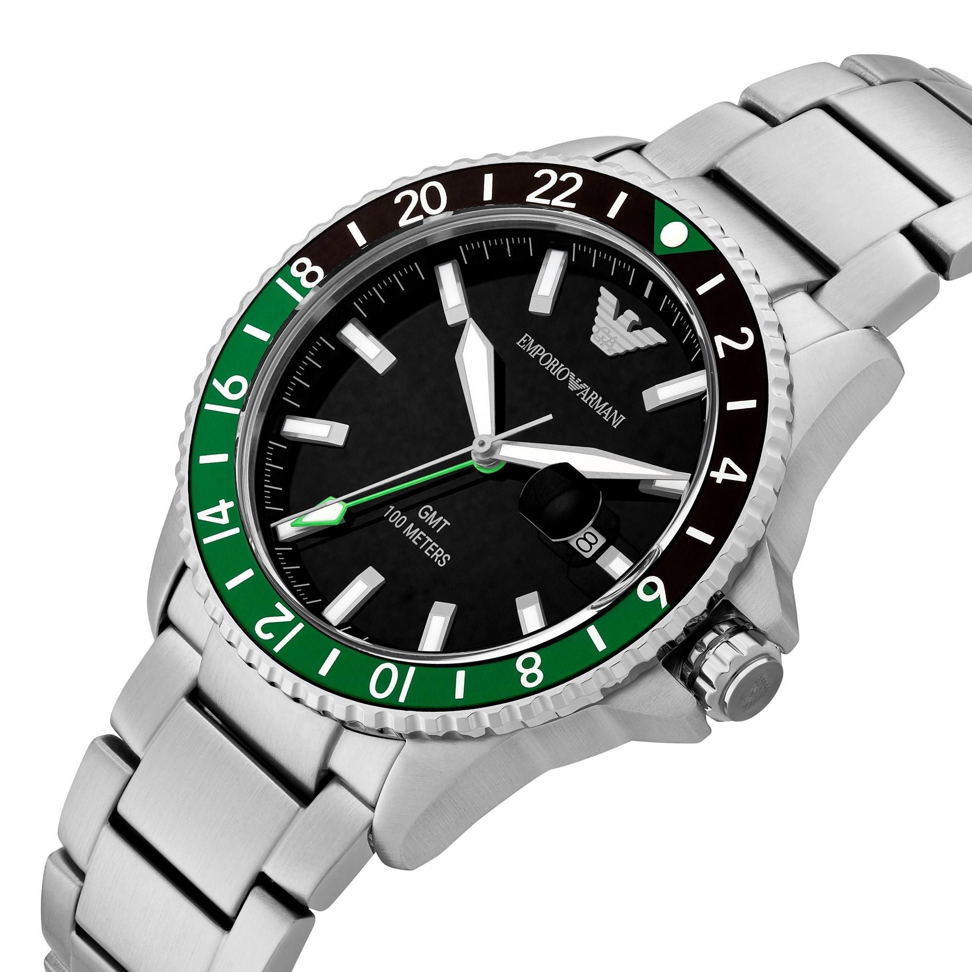 Emporio Armani World Explorer GMT Dual Time Black Dial Men's Watch AR11589