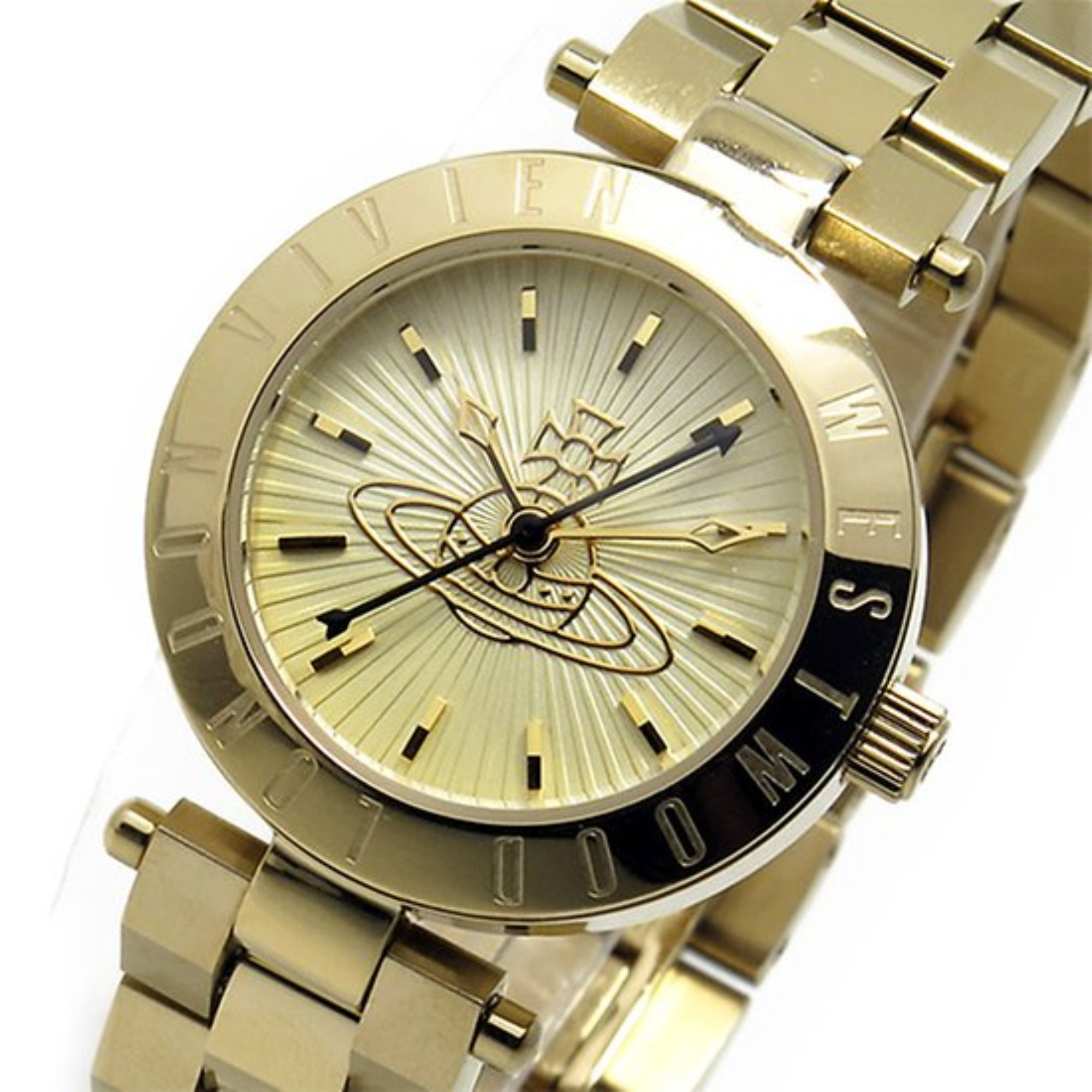 Vivienne Westwood Exclusive Sudbury Quartz Gold Dial Plated Steel Bracelet Ladies Watch VV092GD