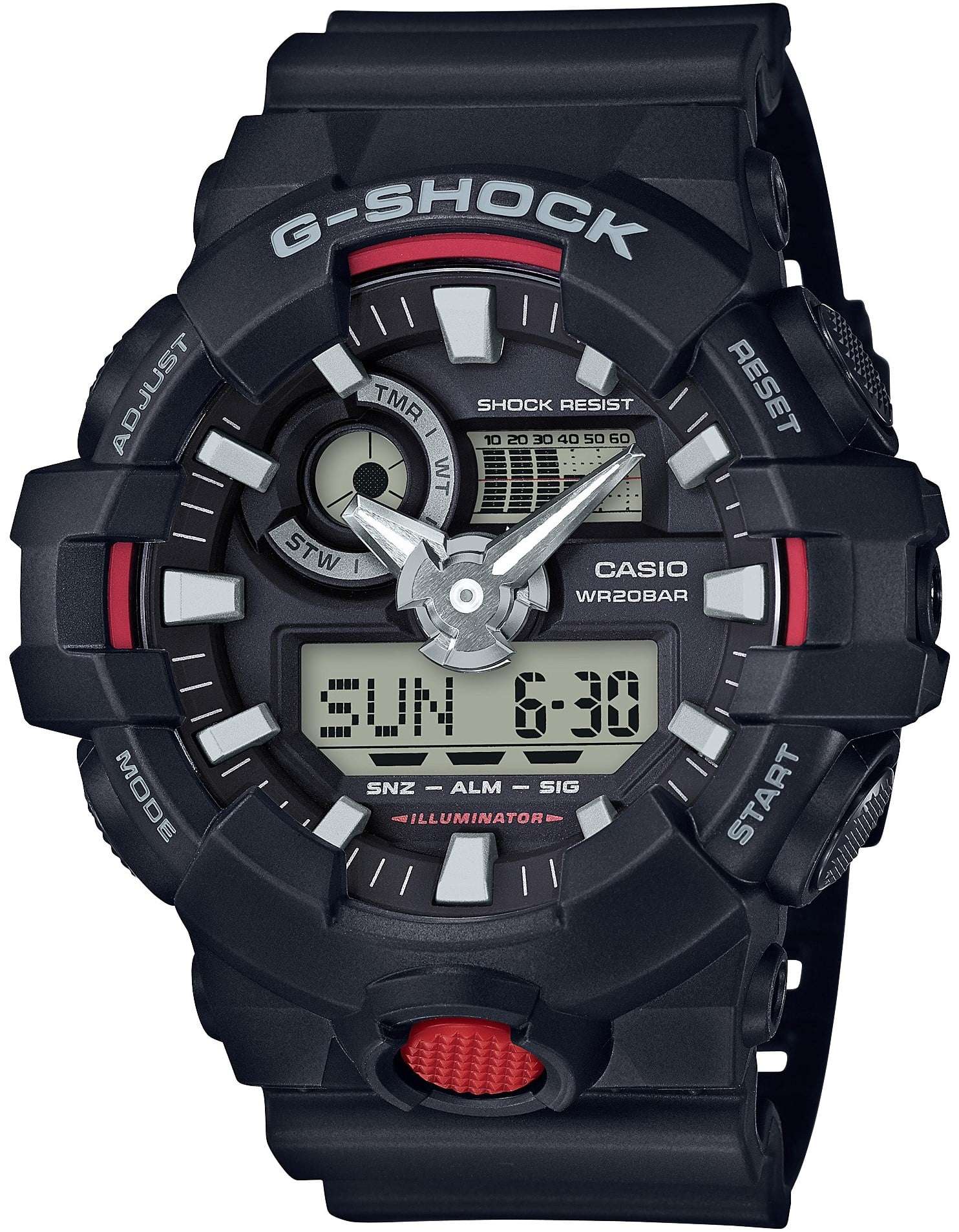 Casio G-Shock Black Red Men's Alarm Chronograph Watch GA-700-1AER - WatchNation