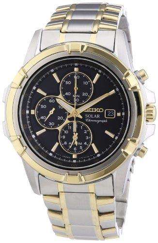 Seiko Solar Stainless Steel Gold Men’s Chronograph SSC14P1 - WatchNation