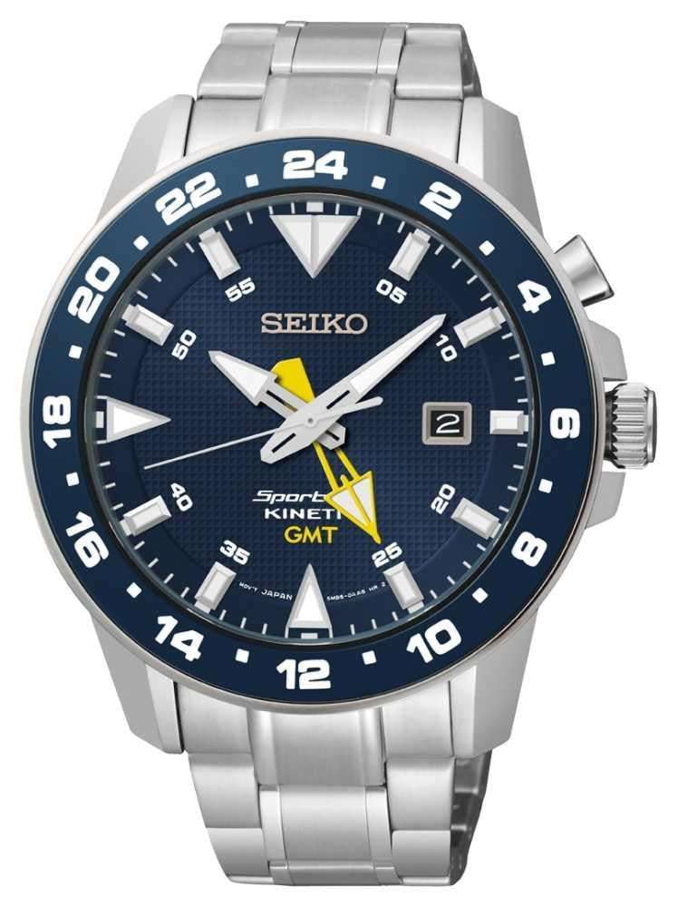 Seiko Sportura Kinetic Stainless Steel Blue Dial Men’s Watch SUN017P1 - WatchNation