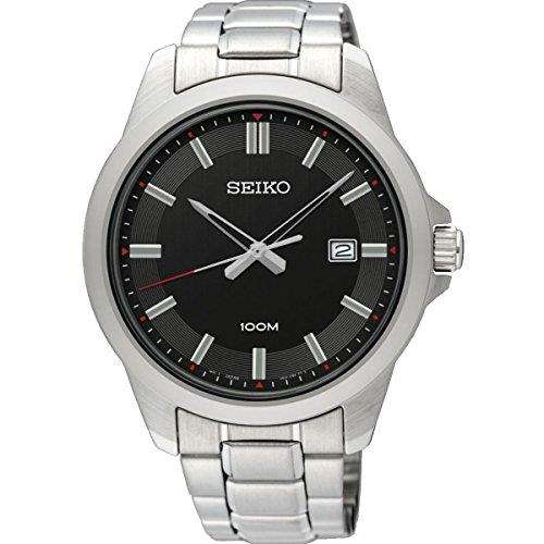 Seiko Stainless Steel Black Dial Men's Watch SUR245P1