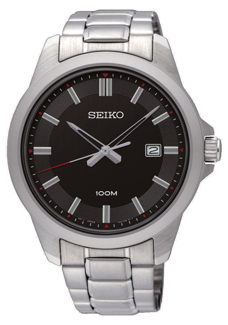 Seiko Stainless Steel Black Dial Men's Watch SUR245P1