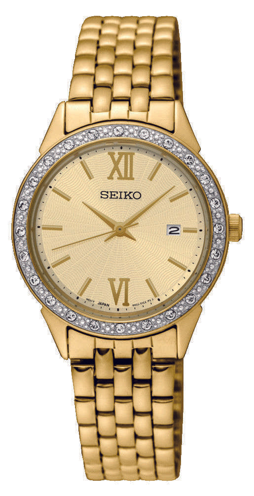 Seiko PVD Gold-Plated Diamante Bezel Ladies' Dress Watch