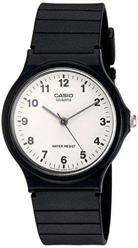 Casio Men's MQ24/7B Quartz Watch with White Dial Analogue Display and Black Resin Strap