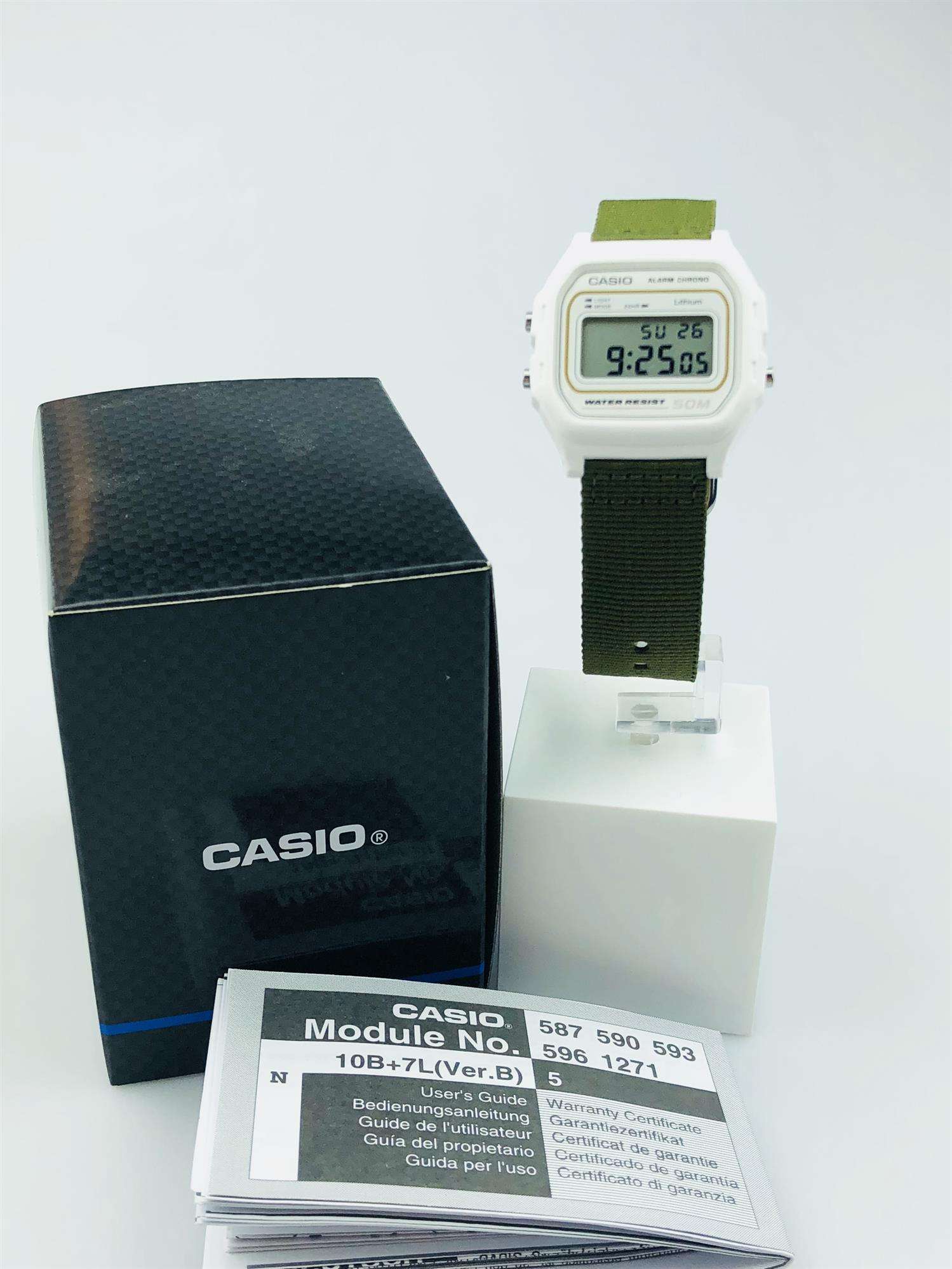 Casio Collection Khaki Fabirc Strap Unisex Alarm Chronograph W-59B-1-3AVEF - WatchNation