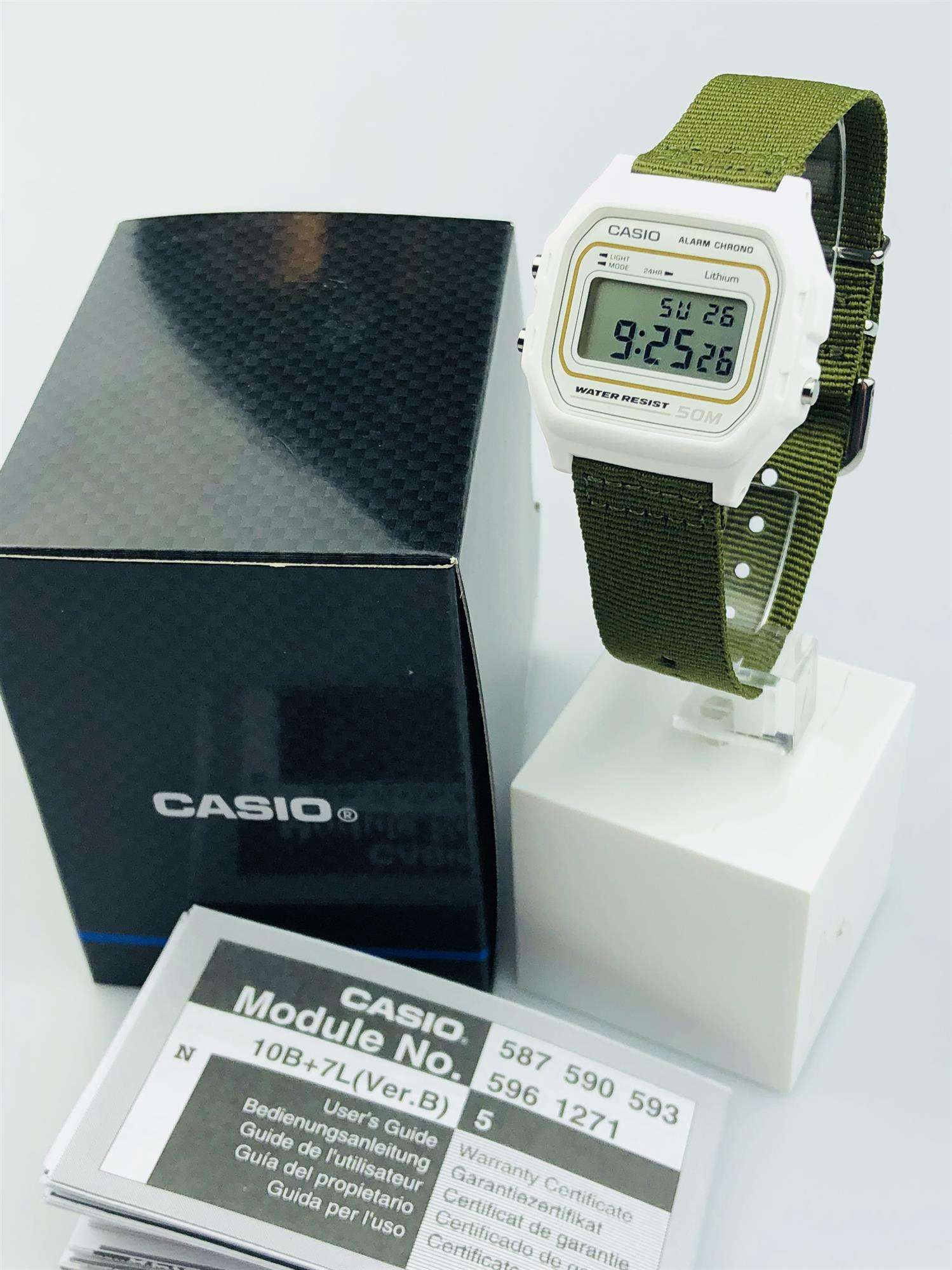 Casio Collection Khaki Fabirc Strap Unisex Alarm Chronograph W-59B-1-3AVEF - WatchNation