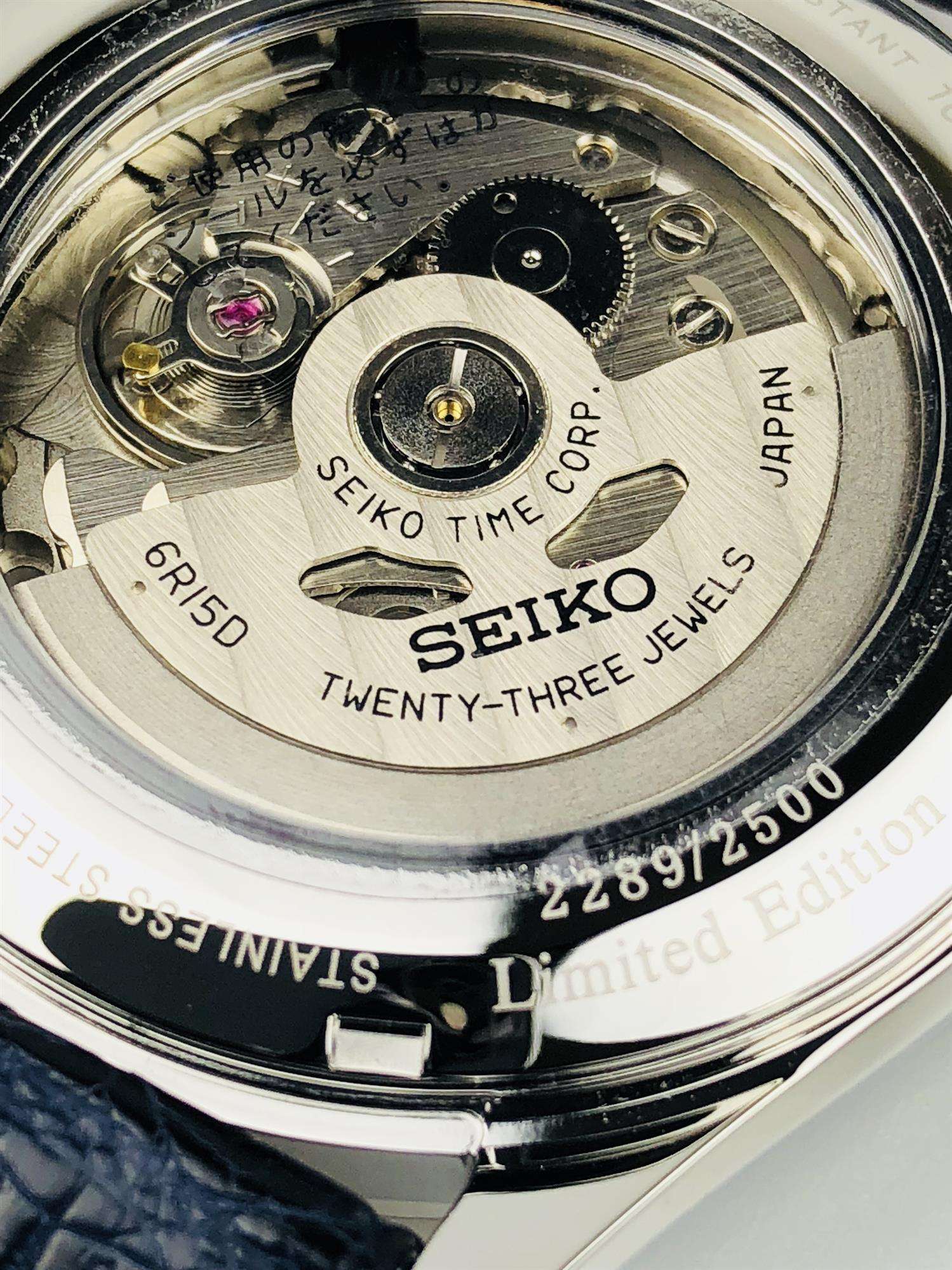Seiko Presage The Shippo Enamel Silver Steel Case Blue Crocodile Leather Strap Limited Edition Automatic Blue Dial Men’s Watch SPB075J1