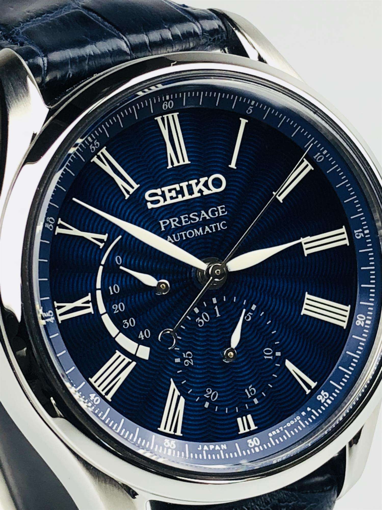 Seiko 'The Shipo' 'Shipo Enamel' Presage Stainless Steel Case Blue Leather Strap Limited Edition Automatic Blue Dial Men’s Watch SPB073J1