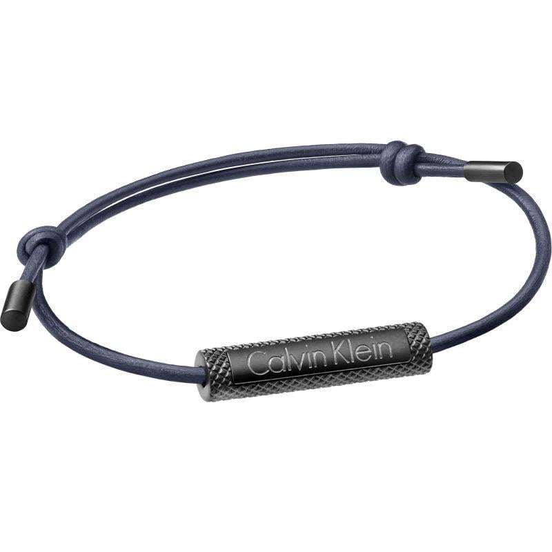 Calvin Klein Blue Tube Leather Mens Bracelet KJ7LLB19010S