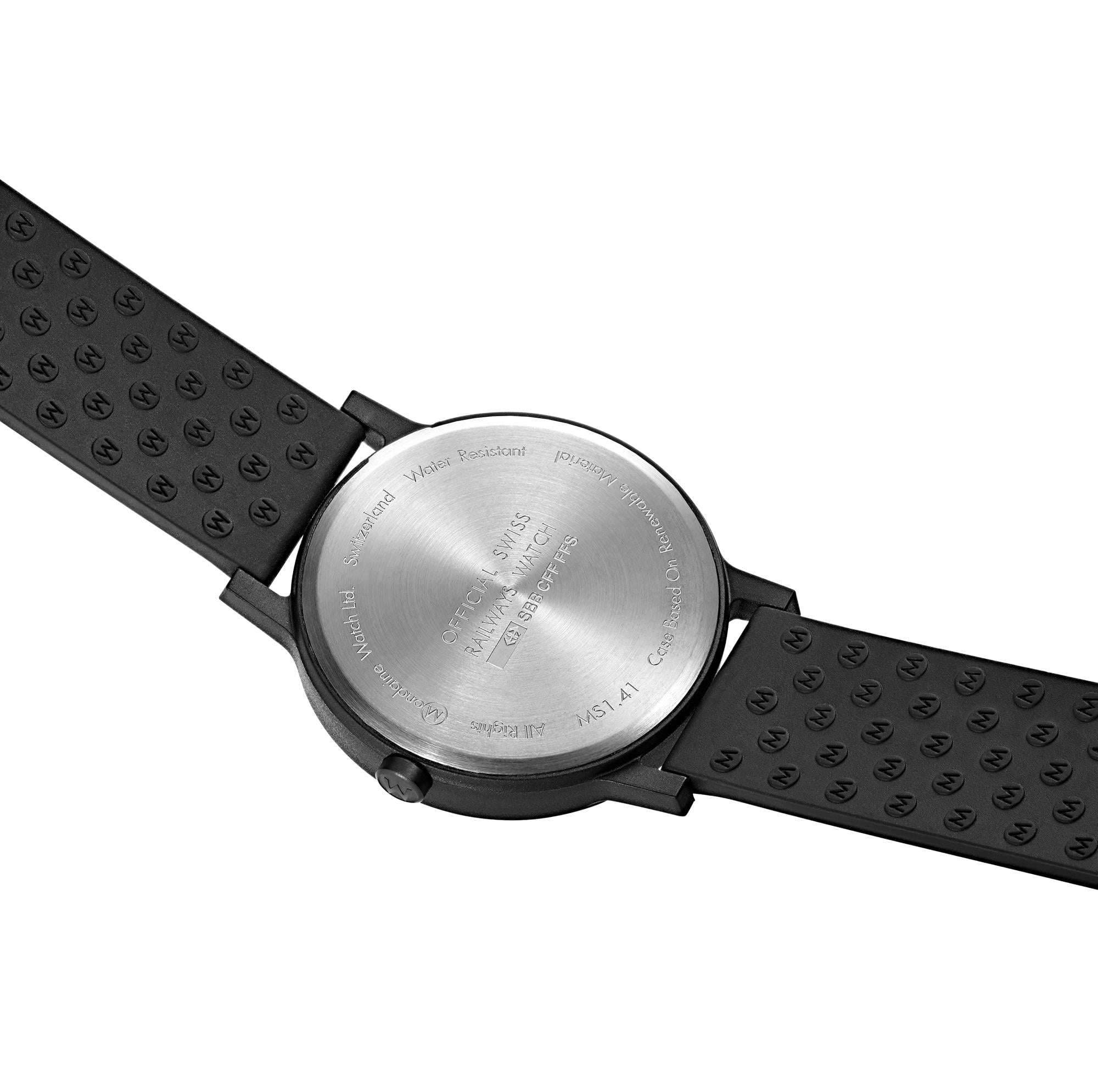 Mondaine Essence Black Rubber Strap Black Dial Men's Watch MS1.41120.RB