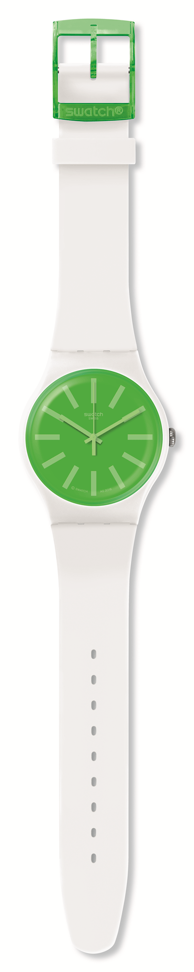 Swatch Grassneon White Silicone Strap Green Dial Men’s Watch SUOW166 41mm