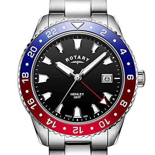 Rotary GMT Henley Stainless Steel 'Pepsi Dial' Men's Watch GB05108/30