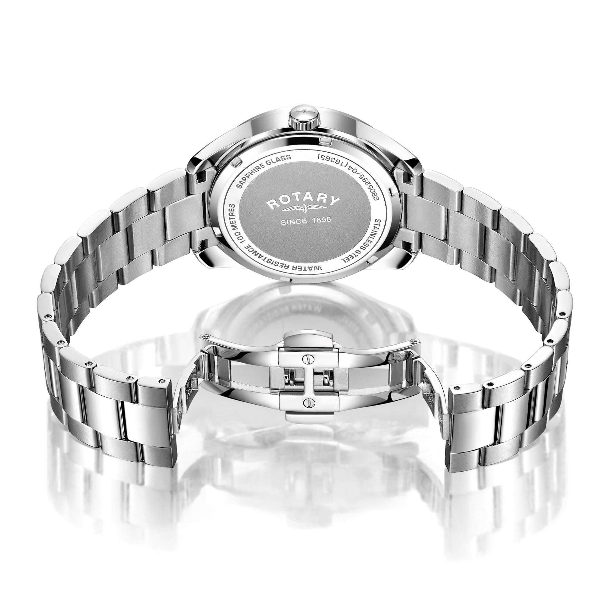 Rotary GMT Henley Stainless Steel Black Dial Men's Watch GB05295/04