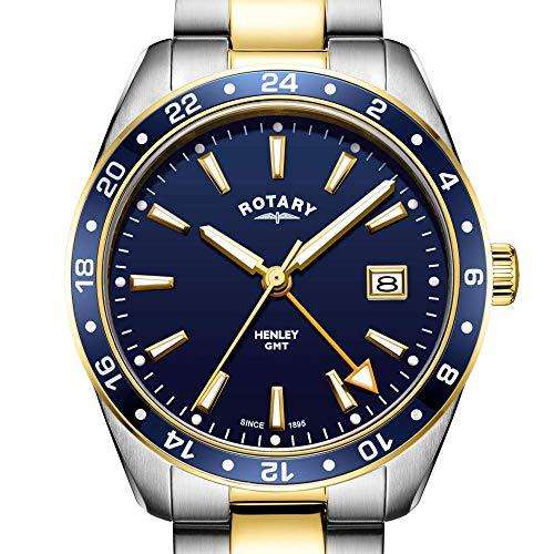 Rotary GMT Henley Two Tone Stainless Steel Blue Dial Men's Watch GB05296/05