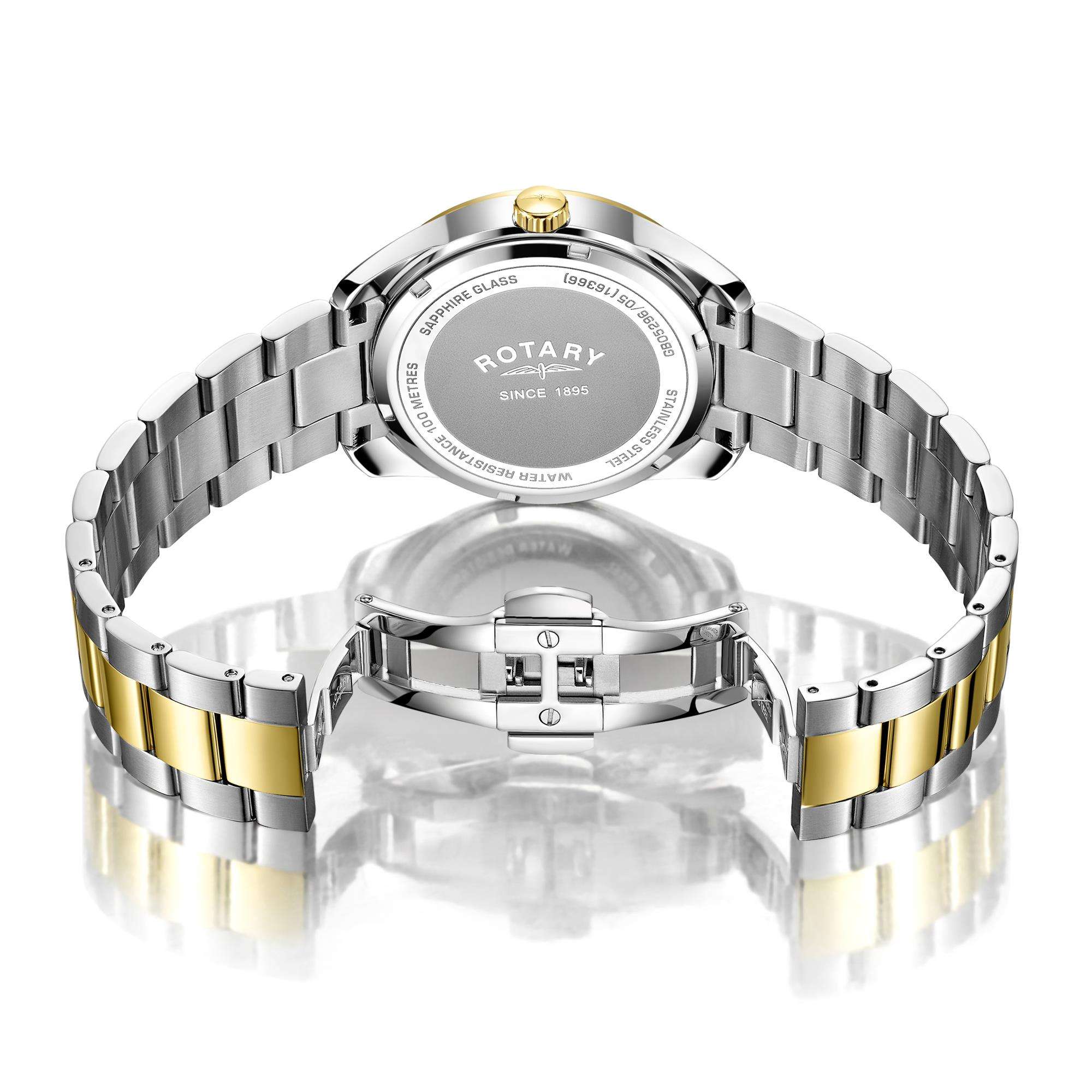 Rotary GMT Henley Two Tone Stainless Steel Blue Dial Men's Watch GB05296/05