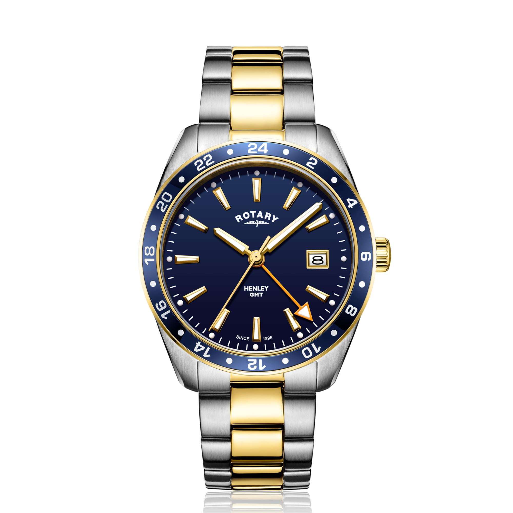 Rotary GMT Henley Two Tone Stainless Steel Blue Dial Men's Watch GB05296/05
