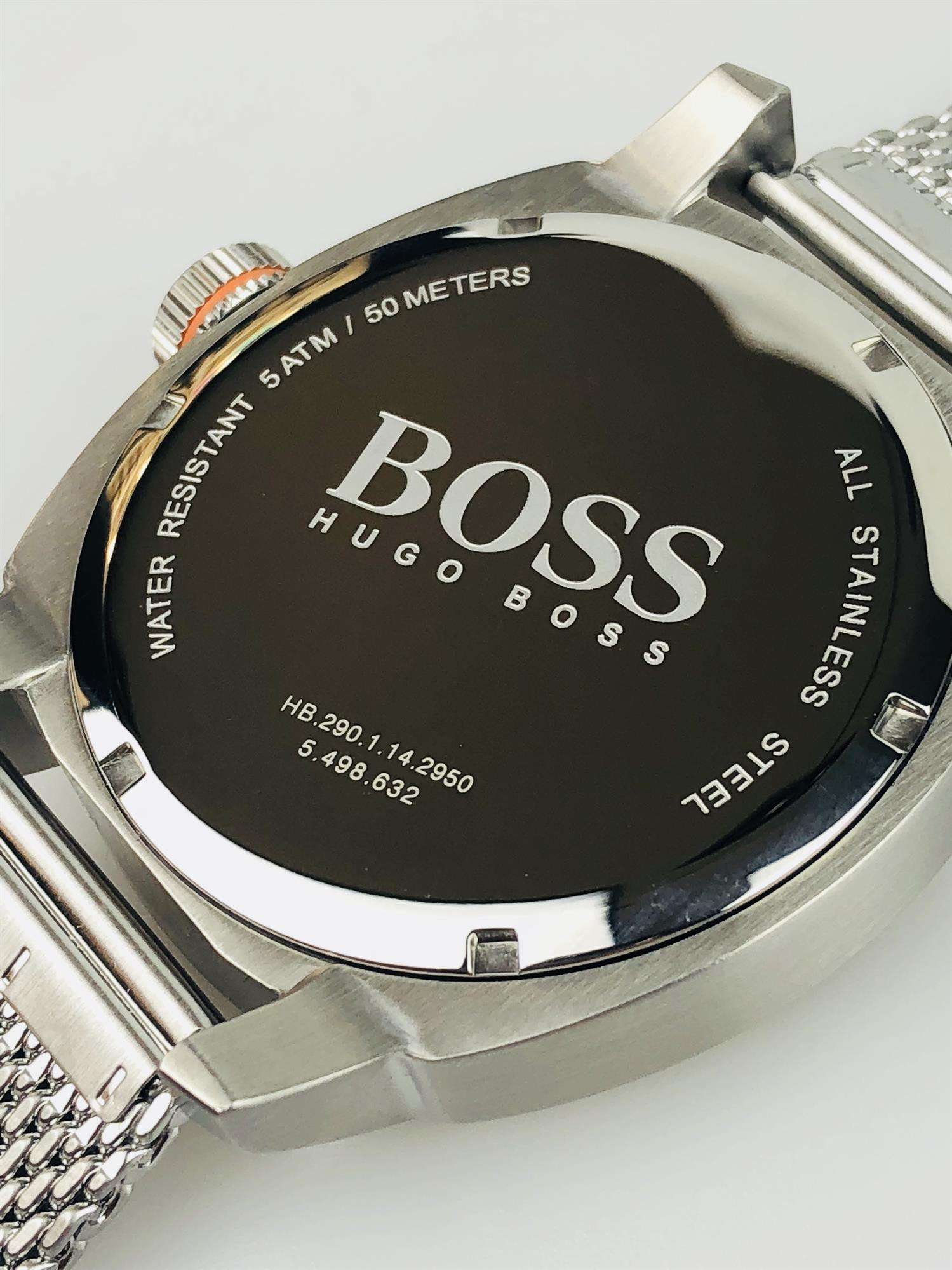 The Watch: Hugo Boss Orange Cape Town Stainless Steel Mesh Strap Stainless Steel Case Men’s Watch 1550013In a homage to the mountainous city from which it takes its name, this Hugo Boss Orange Cape Town Stainless Steel Men’s Watch (1550013) features a confident stainless steel mesh bracelet and case, with a sleek and contemporary dial design ensuring this sense of adventure is underpinned by the Hugo Boss design ethos. Key Features:Quartz MovementBlack DialStainless Steel Mesh BraceletWater Resistant t