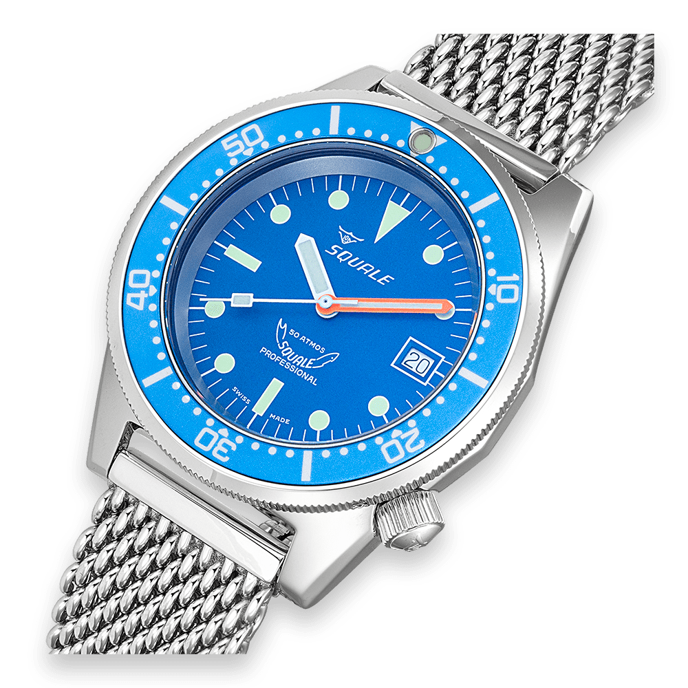 Squale 1521 Ocean Mesh Automatic Blue Dial Milanese Stainless Steel Bracelet Men’s Watch 1521OCN.ME20