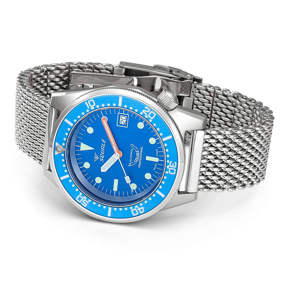 Squale 1521 Ocean Mesh Automatic Blue Dial Milanese Stainless Steel Bracelet Men’s Watch 1521OCN.ME20