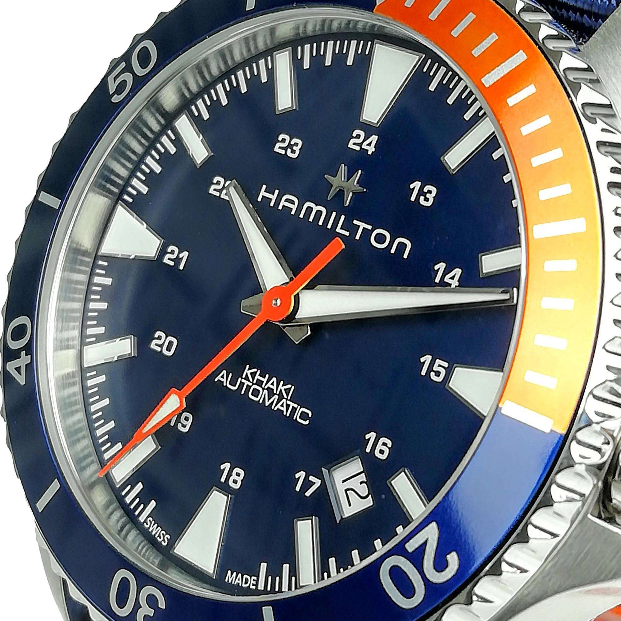 Hamilton Khaki Navy Scuba Automatic Blue Dial Blue NATO Strap Men's Watch H82365941