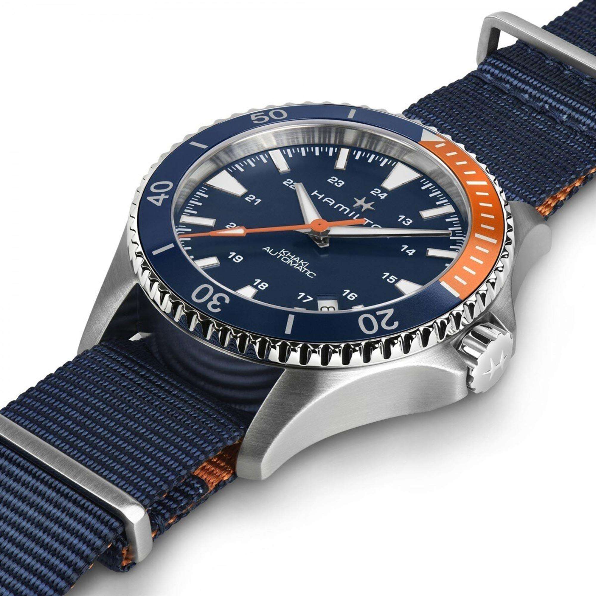 Hamilton Khaki Navy Scuba Automatic Blue Dial Blue NATO Strap Men's Watch H82365941