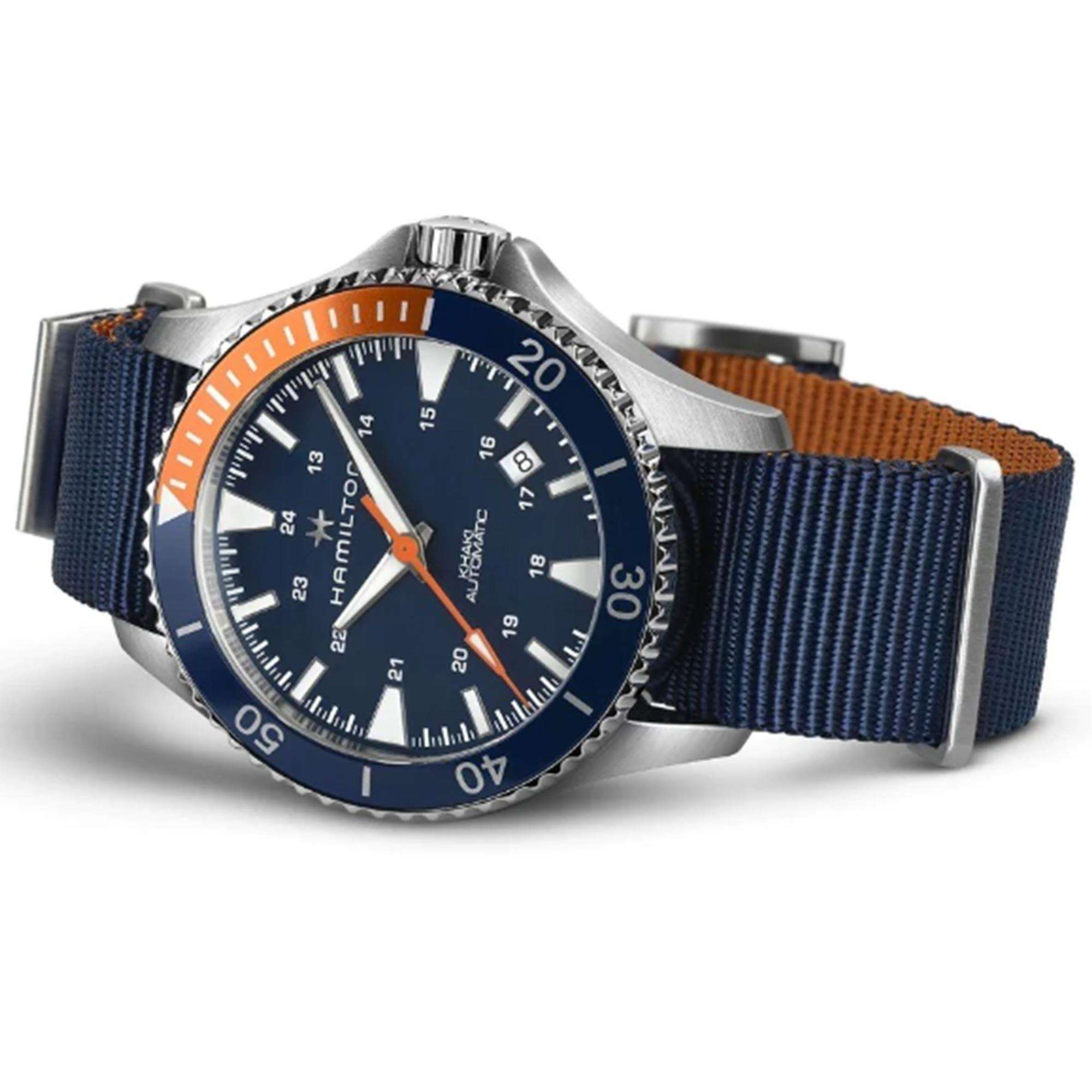 Hamilton Khaki Navy Scuba Automatic Blue Dial Blue NATO Strap Men's Watch H82365941