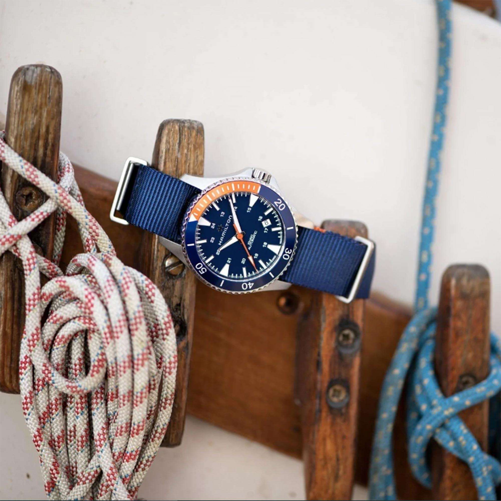 Hamilton Khaki Navy Scuba Automatic Blue Dial Blue NATO Strap Men's Watch H82365941