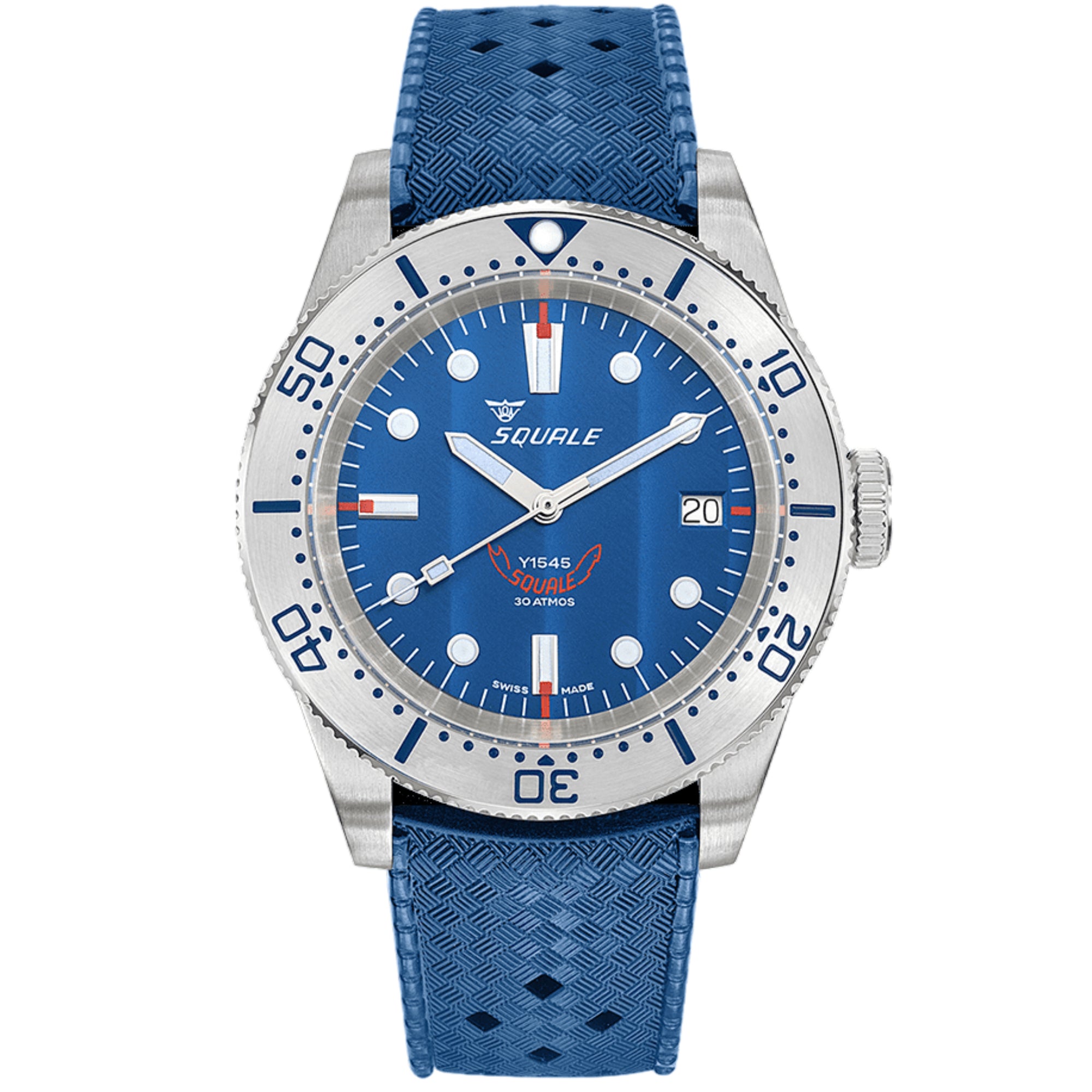 Squale 1545 Steel Automatic Blue Dial Rubber Strap Men's Watch 1545SSBLC.HTB
