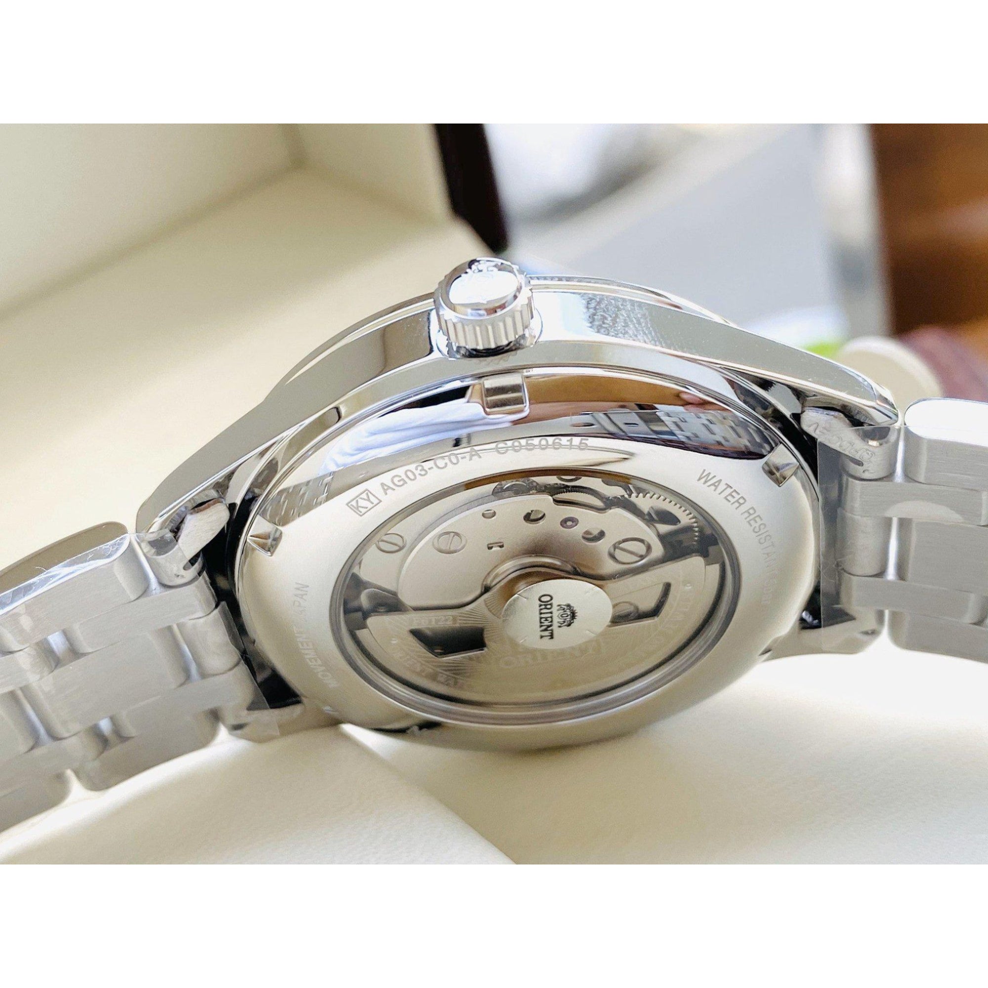 Orient Golden Eye II Contemporary Open Heart White Dial Steel Strap Men's Watch TAG03001W0