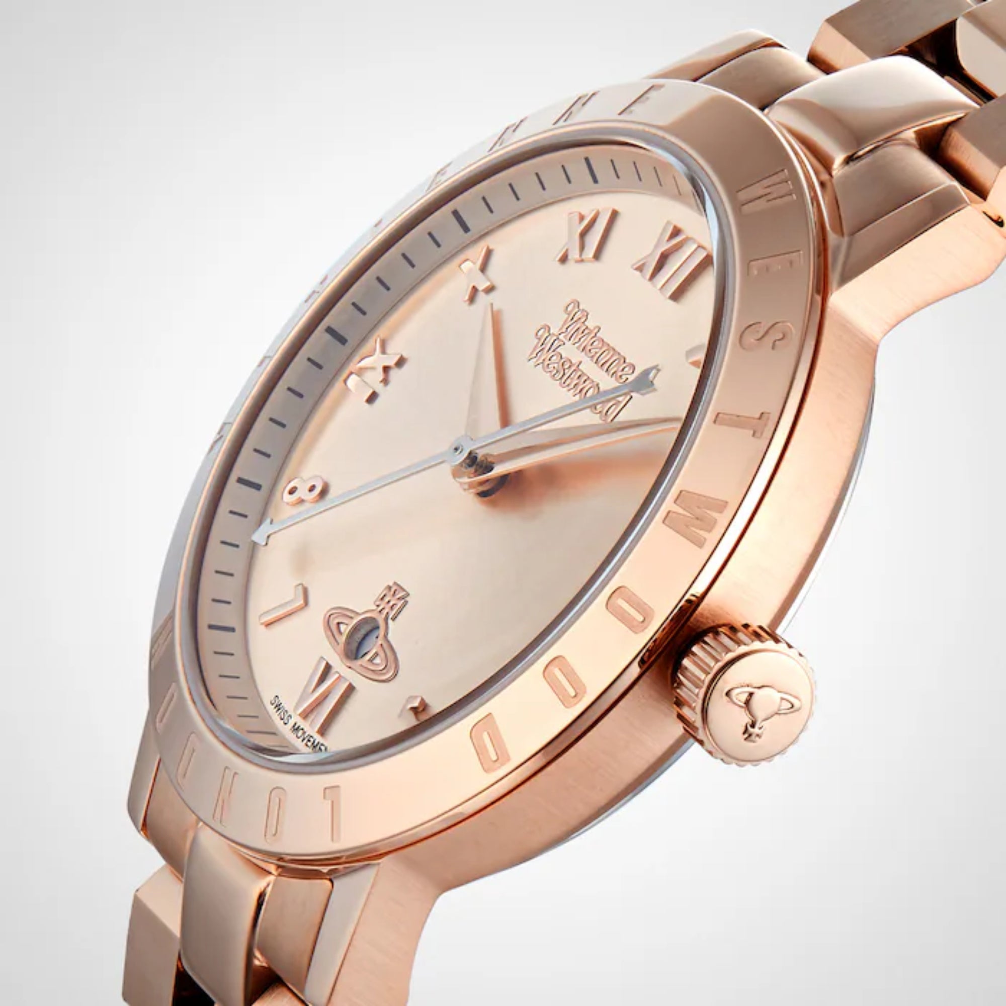 Vivienne Westwood Bloomsbury Quartz Rose Gold Dial Steel Strap Women's Watch VV152RSRS
