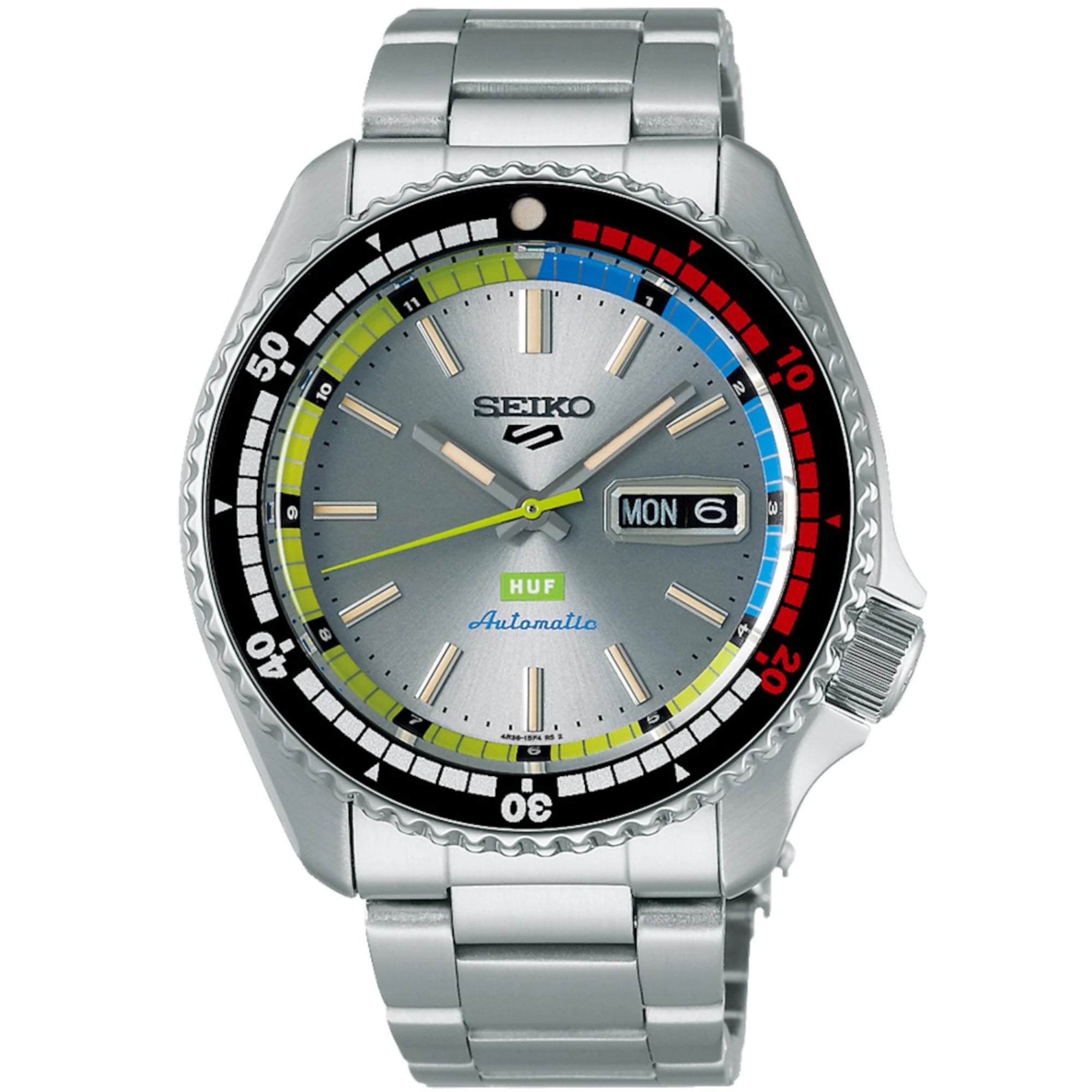 Seiko 5 Sports x HUF Limited Edition Collaboration II Silver Dial Men's Watch SRPL33K1
