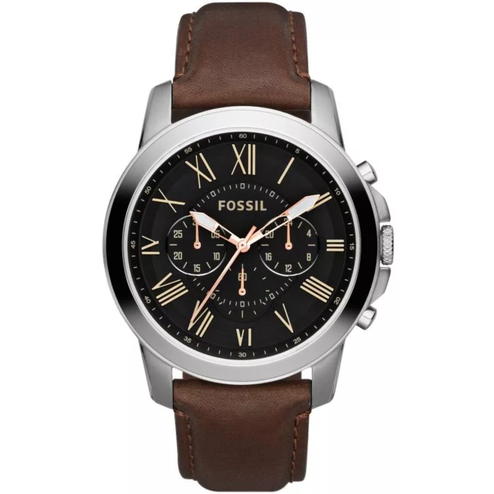 Fossil Grant Chronograph Brown Leather Black Dial Men’s Watch FS4813