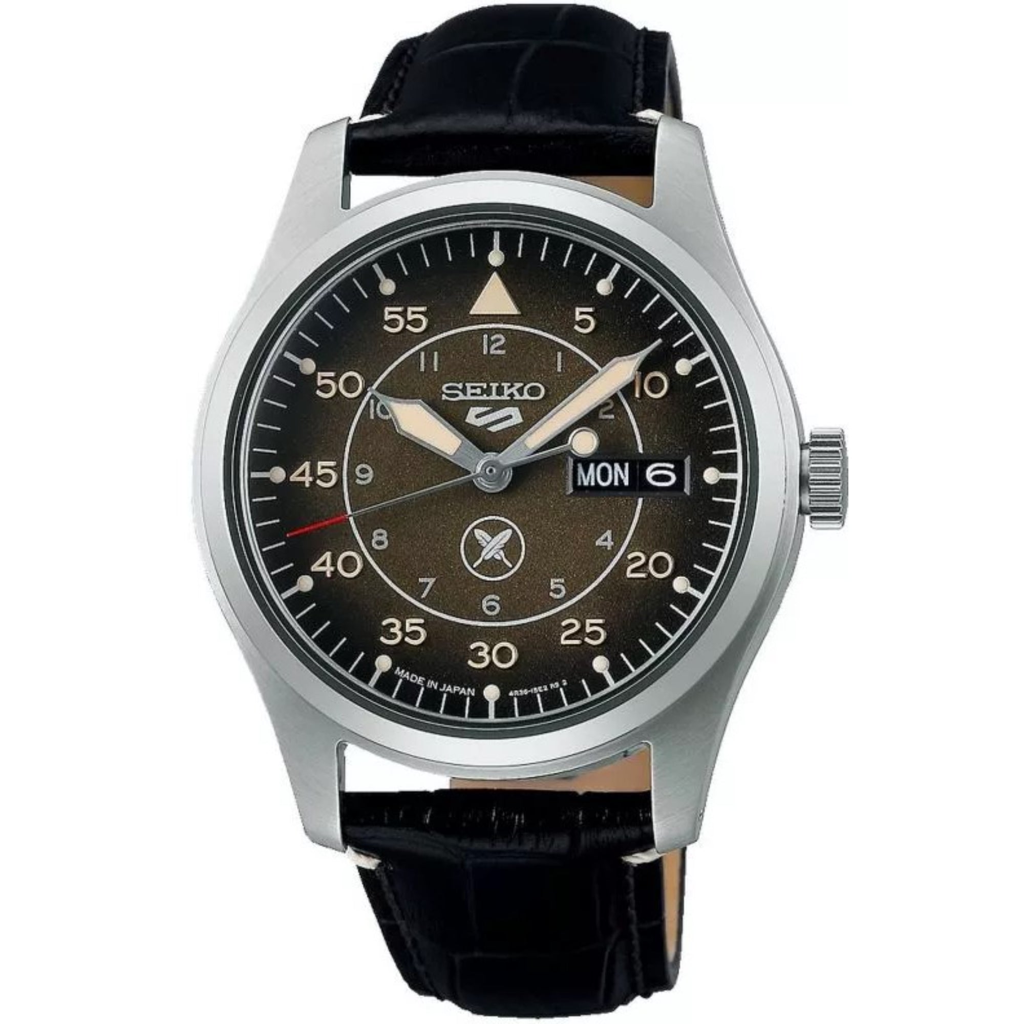 Seiko 5 Sports x Yuto Horigome Limited Edition IV Brown Dial Leather Strap Men's Watch SRPL31K1