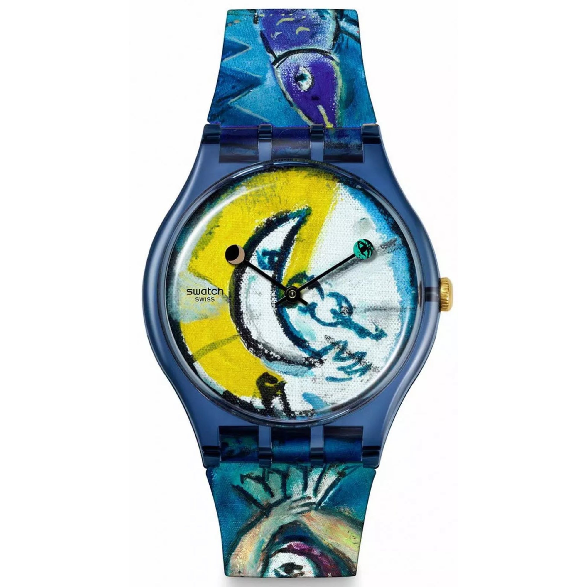Swatch Chagall's Blue Circus Blue Dial Silicone Strap Unisex Watch SUOZ365C