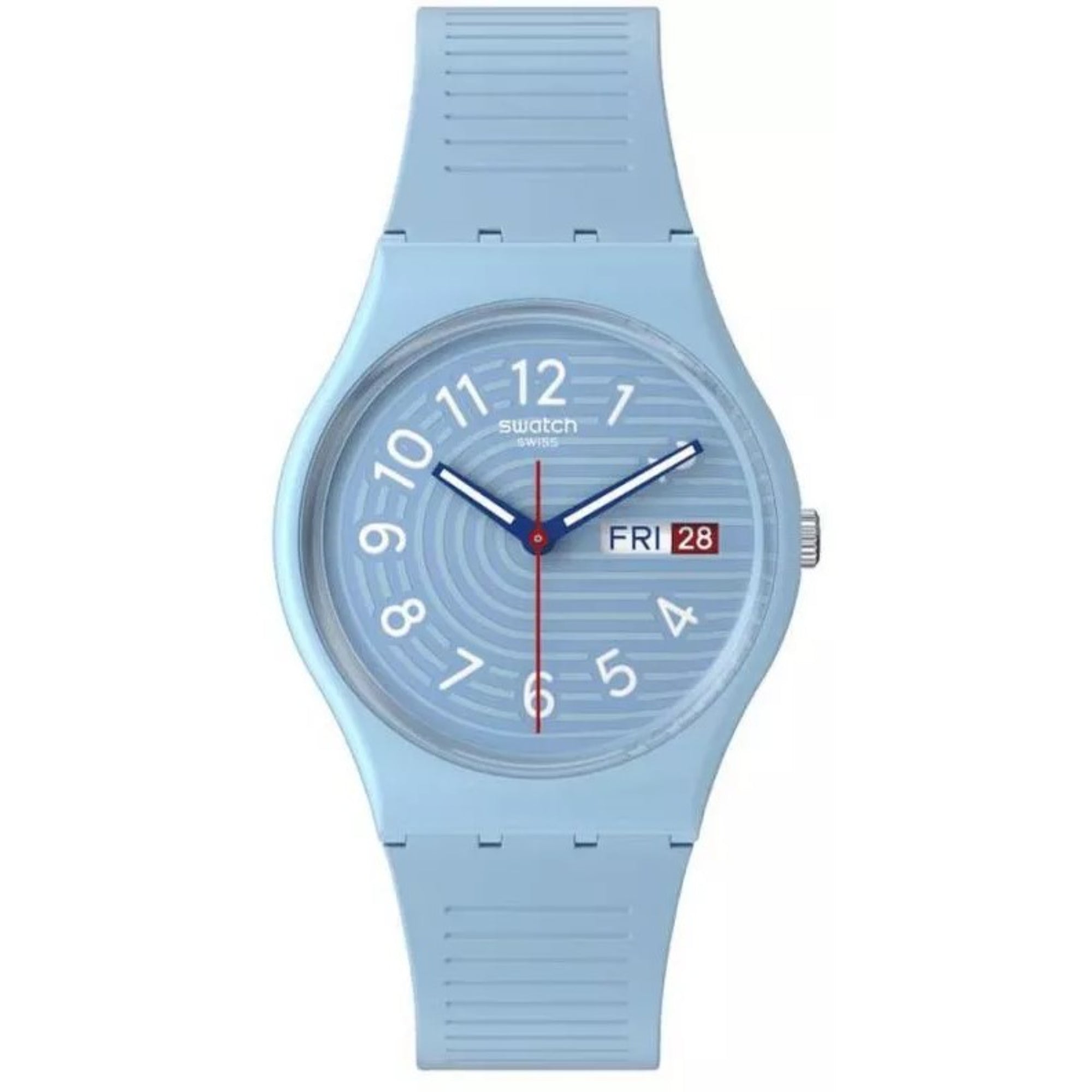 Swatch Trendy Lines in the Sky Light Blue Dial Silicone Strap Unisex Watch SO28S704