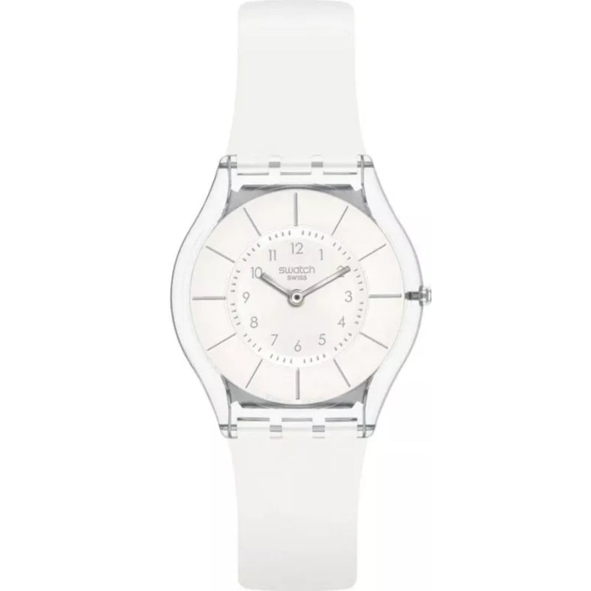 Swatch Lifestyle White Classiness Quartz White Dial Silicone Strap Unisex Watch SS08K102-S14