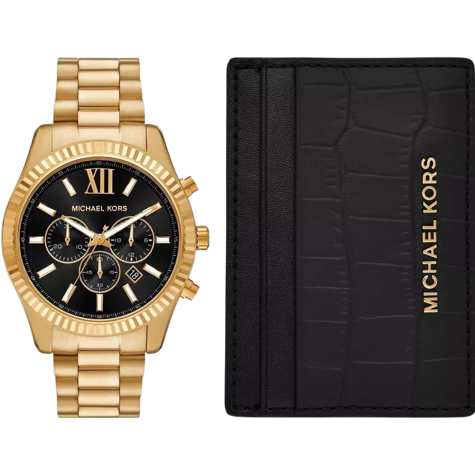 MICHAEL KORS 腕時計 Michael Kors Lexington 44mm Black Steel Mens Watch MK9245SET