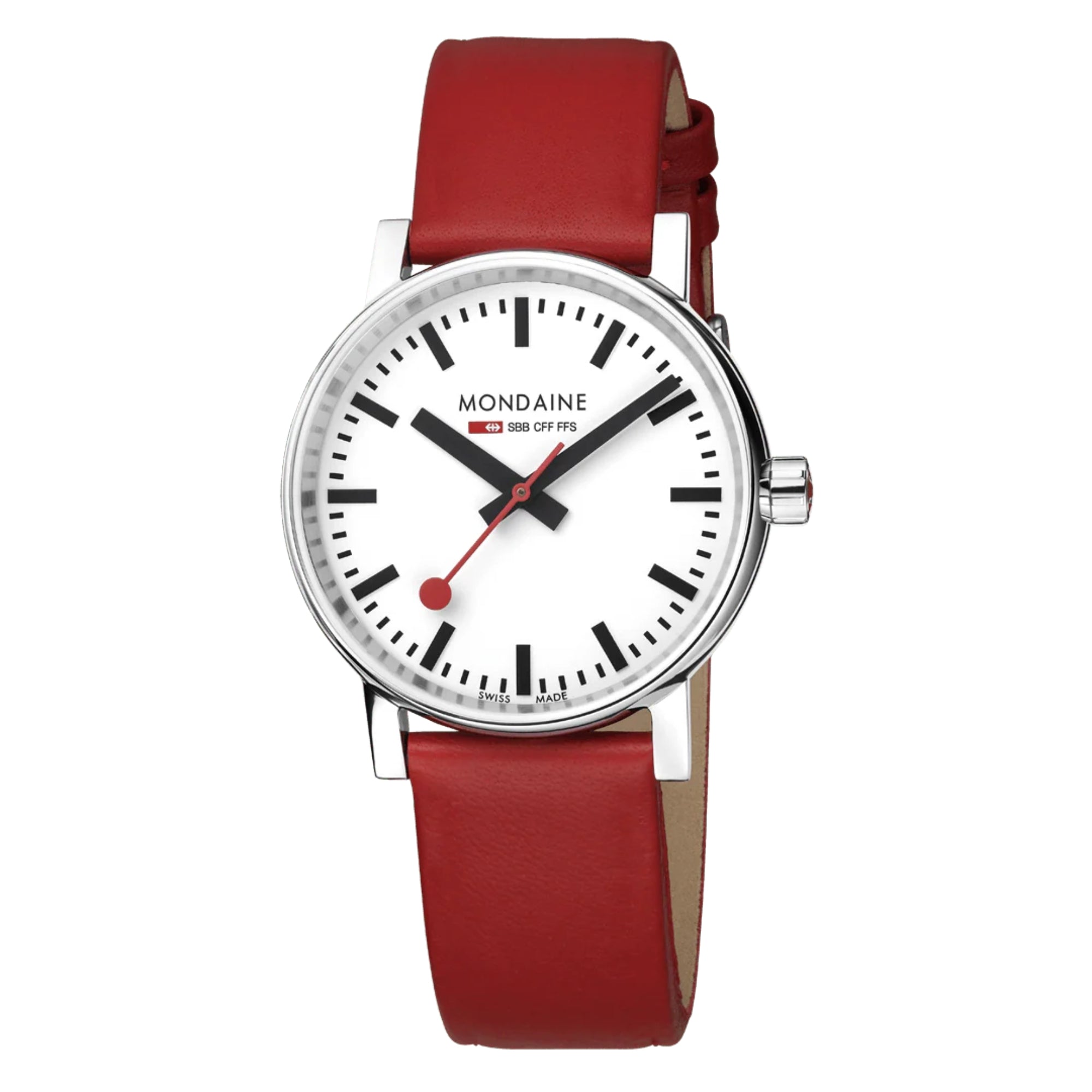 Mondaine Evo2 35mm Cadran Blanc Montre Quartz Cuir MSE.35110.LCV