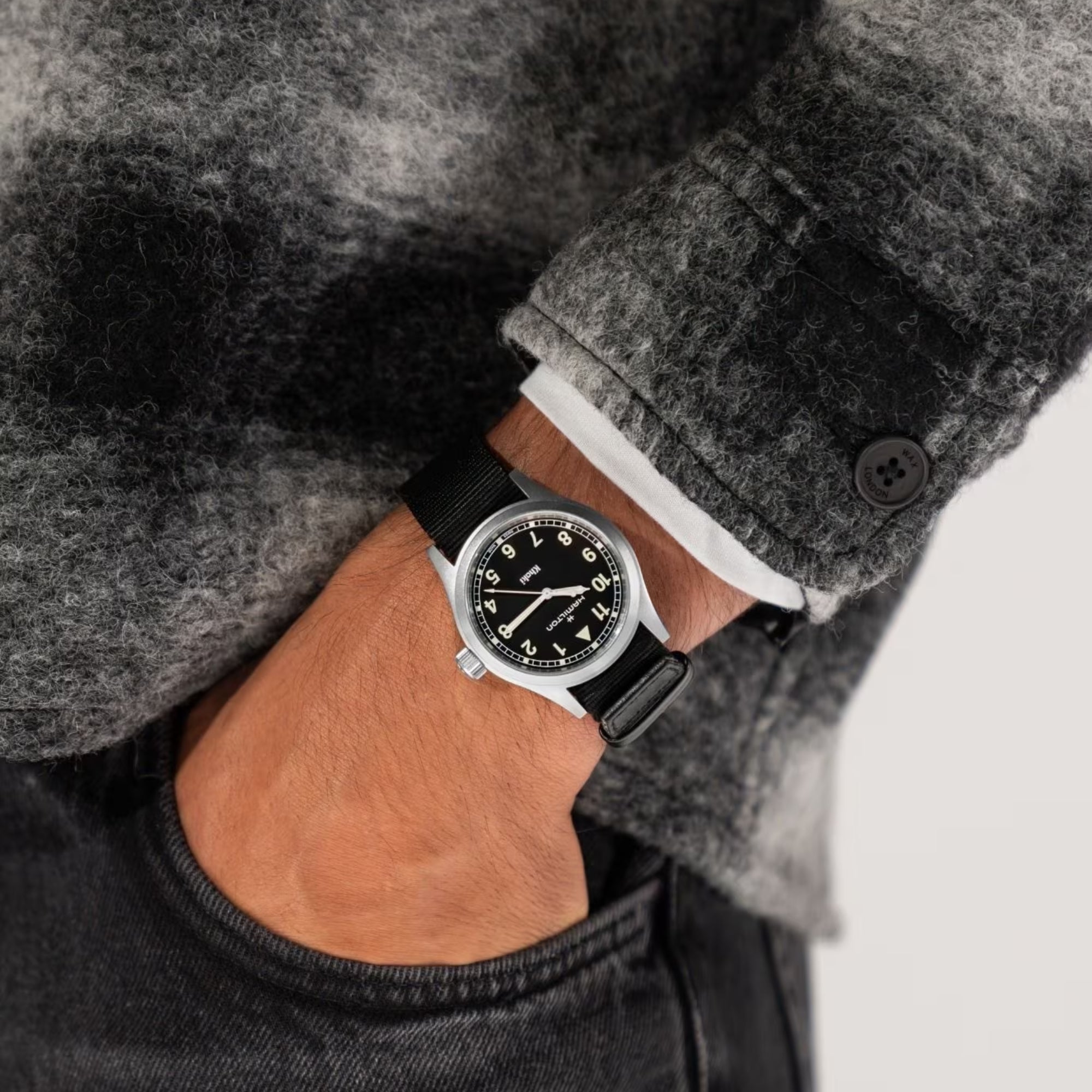 Hamilton Khaki Field 38mm Black Dial NATO Mens Quartz Watch H69401430