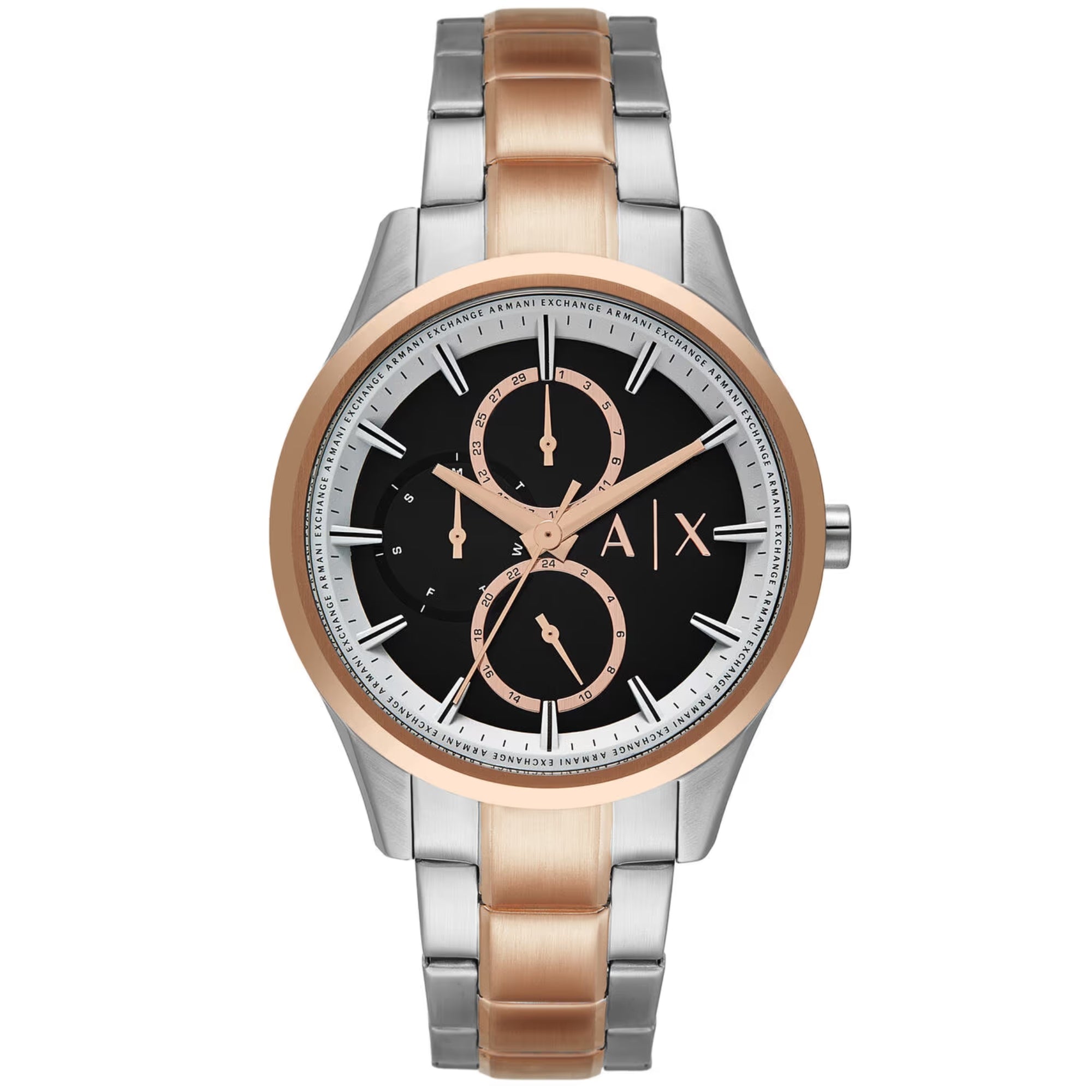 Armani Exchange Dante 42mm Chronograph Black Dial Steel Mens Quartz Watch AX1882
