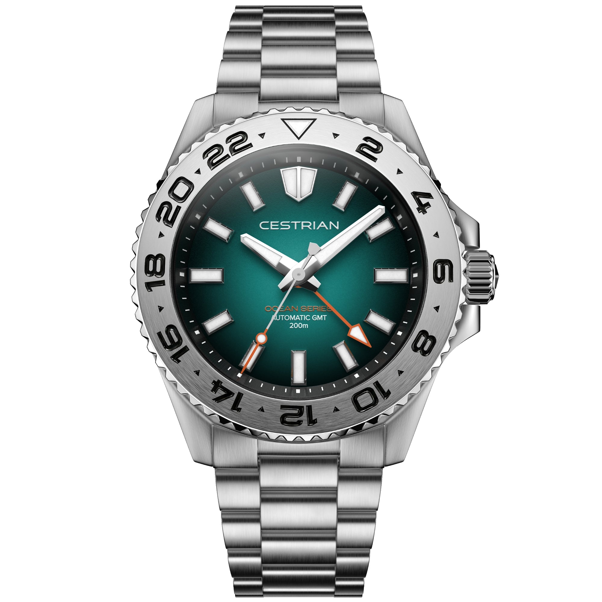Cestrian Ocean Series Green Fumé Dial Steel Bracelet Automatic GMT Men's Watch CO-BGS001