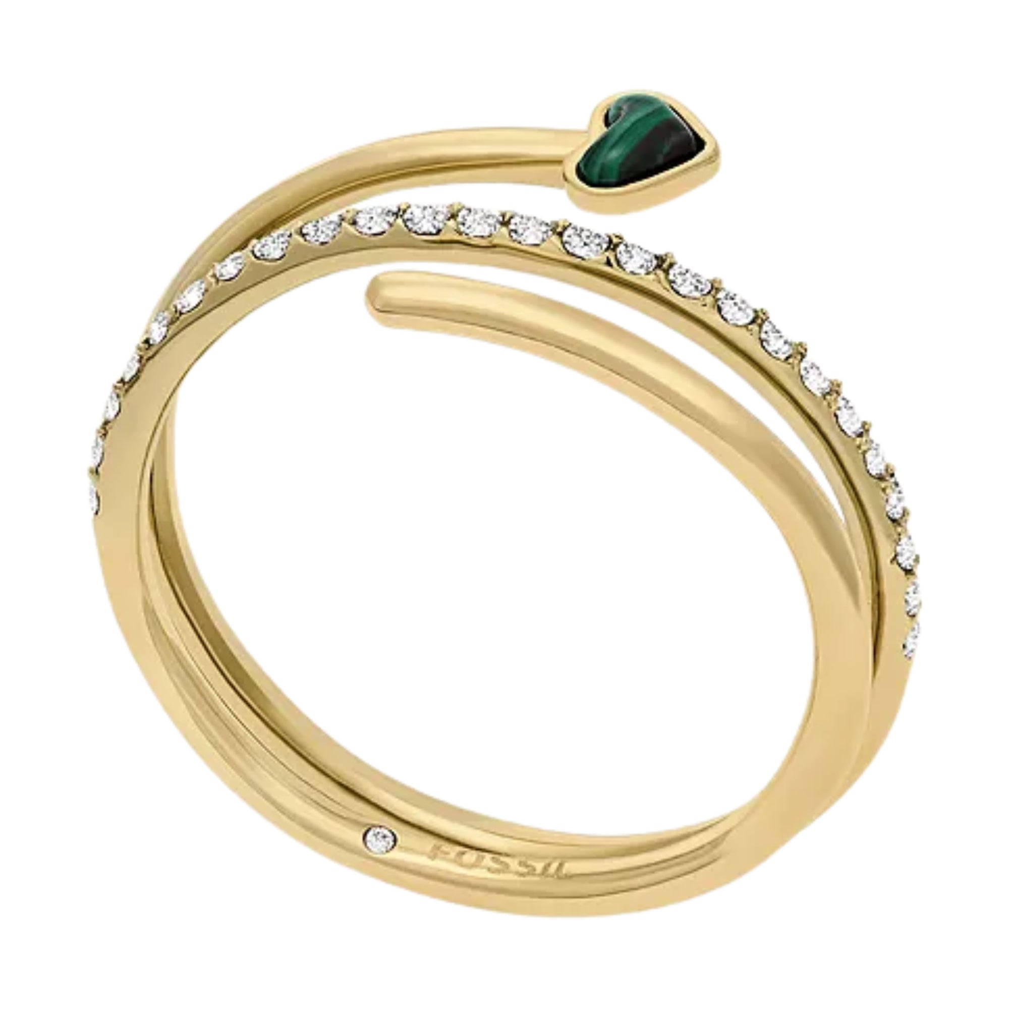 Fossil Sutton Modern Meadows Reconstituted Malachite Prestack Heart Women's Ring JF04860710