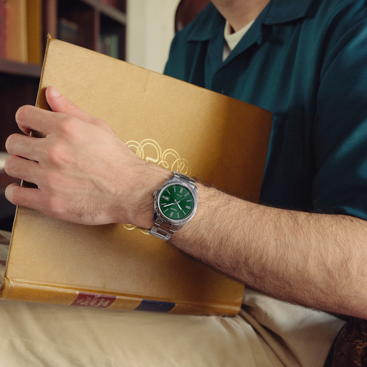Orologio Casio Collection quarzo quadrante verde acciaio MTP-1302PD-3AVEF