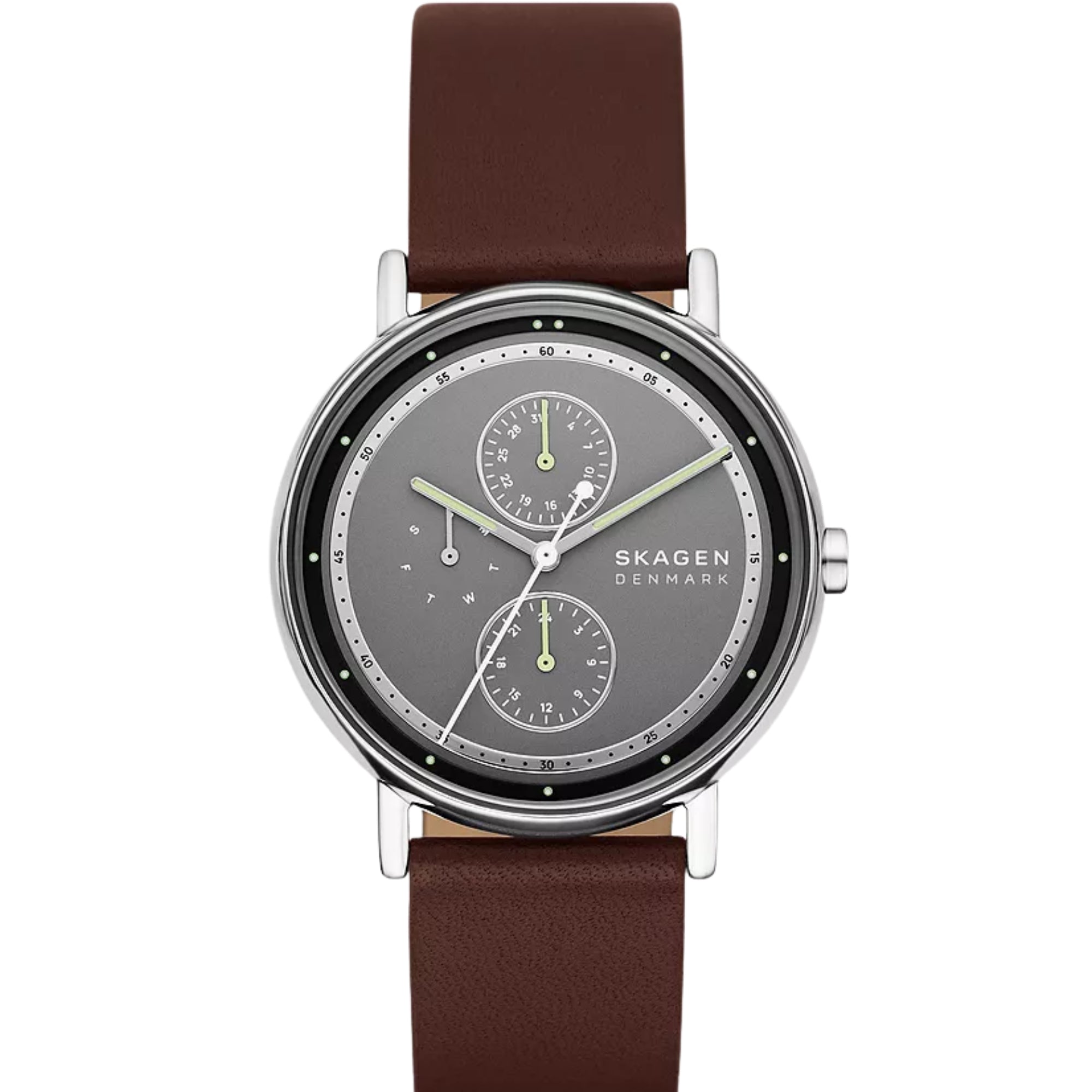 Skagen Signatur Multifunction Grey Dial Leather Strap Men's Watch SKW6941