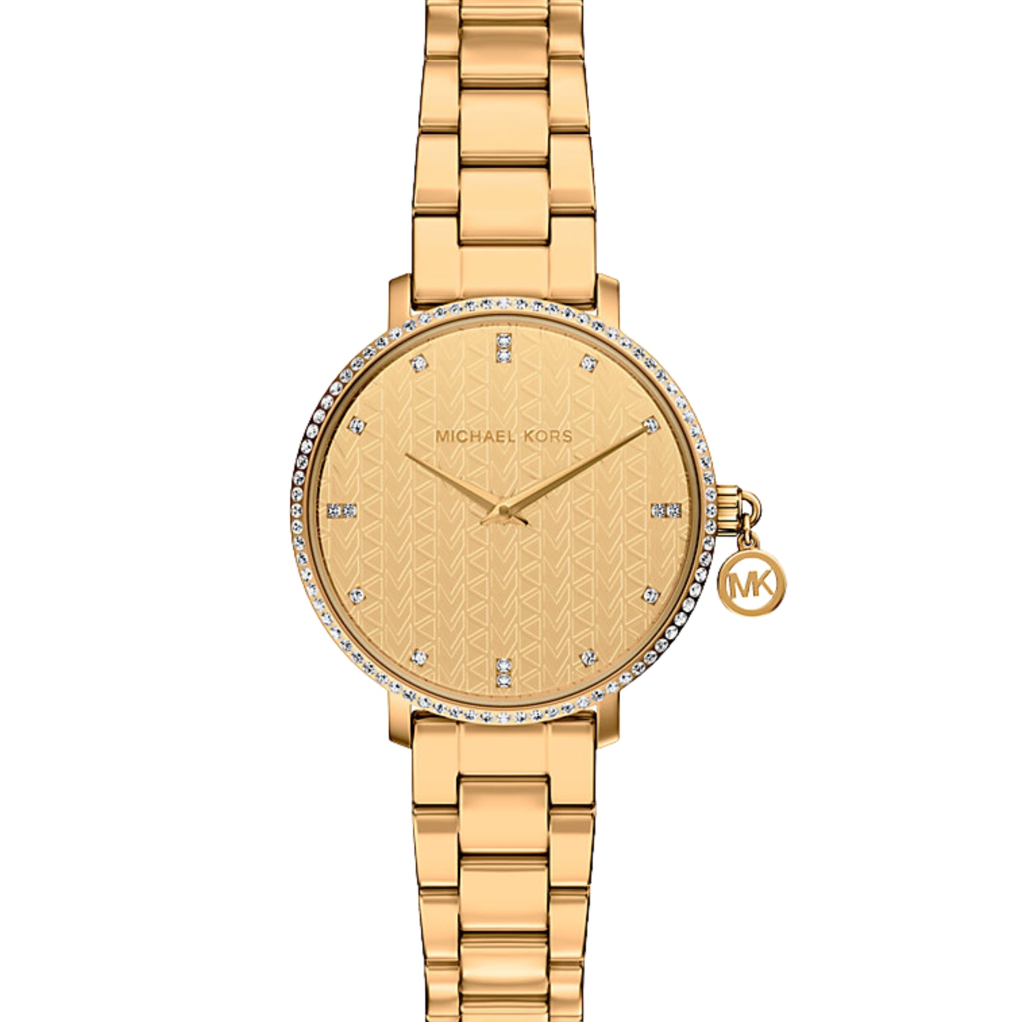 Michael Kors Mini Pyper Pave Gold Dial Steel Strap Women's Watch MK7572