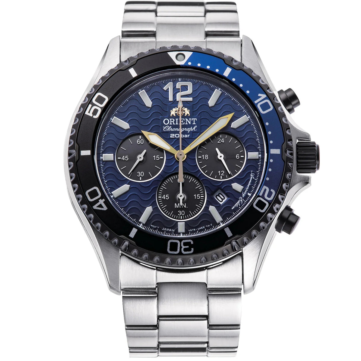 Orient Mako Solar 20th Anniversary Blue Dial Steel Strap Men’s Watch RA-TX0208L10B