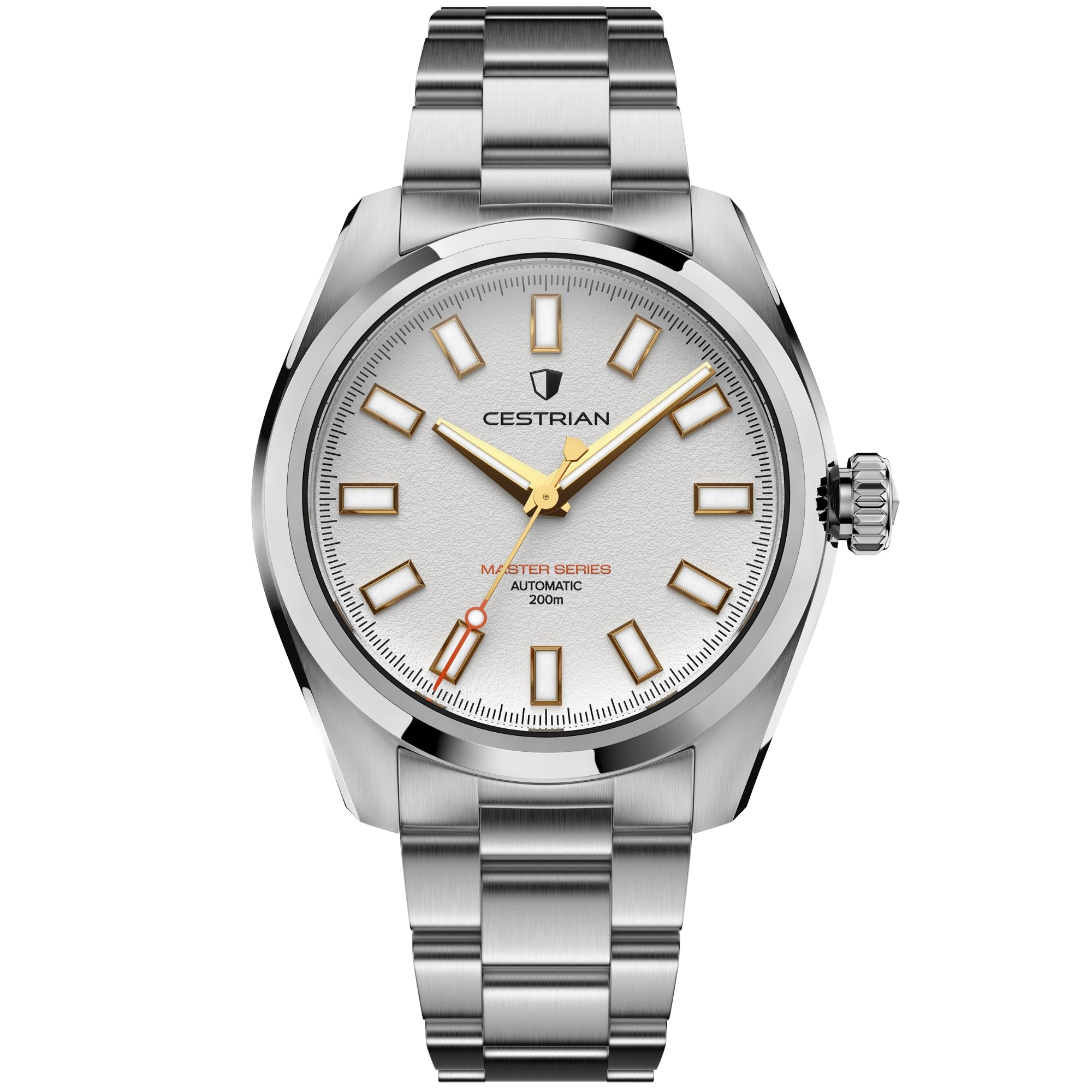 Cestrian Master Series V3 White Textured Dial Steel Bracelet Automatic Men's Watch CM-WG001